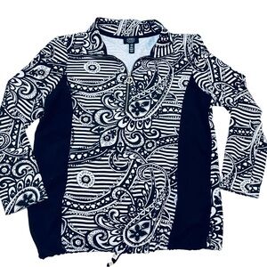 Jones New York Sport Women's Track Jacket Black/White Floral Print Size S